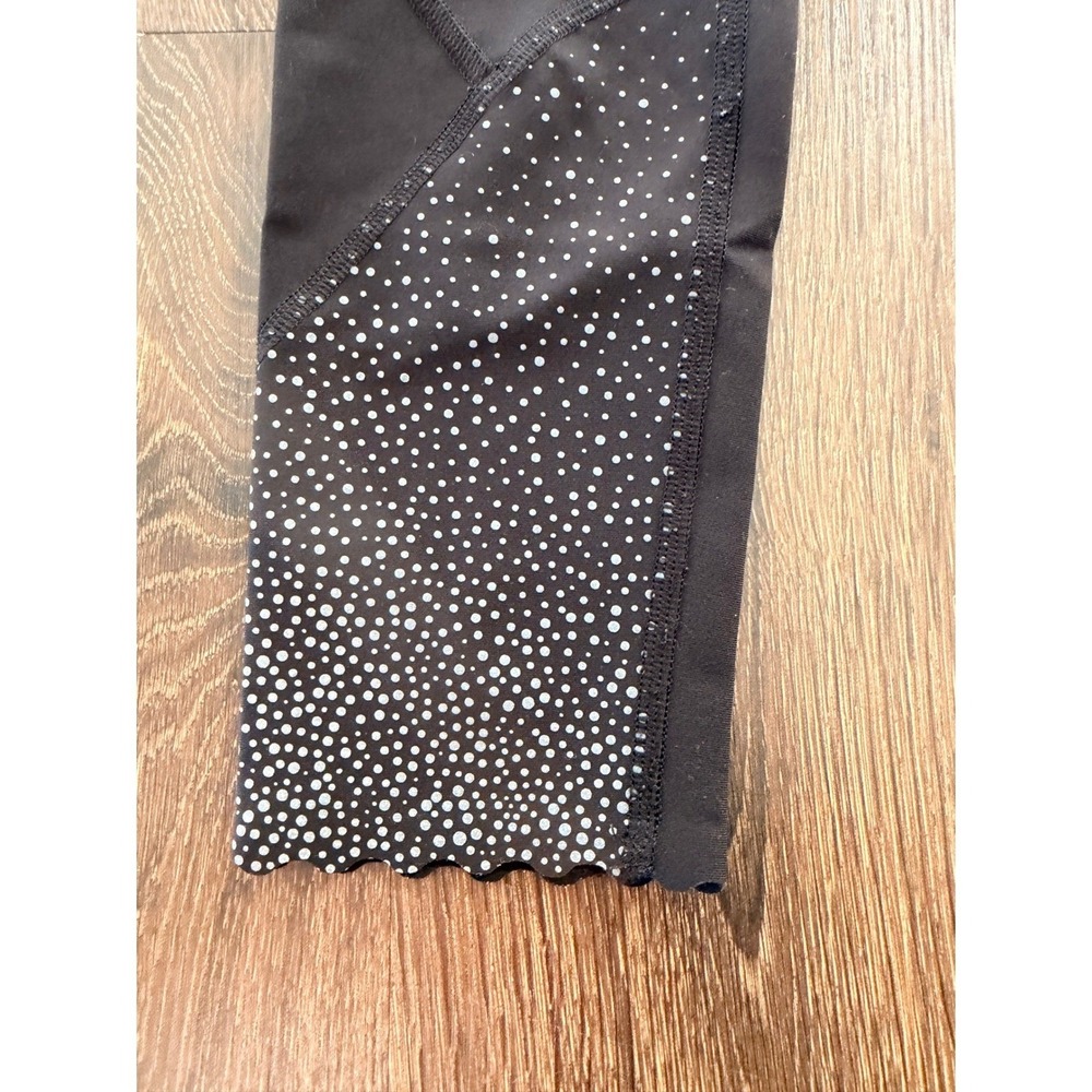 Lululemon Black Metallic Dot High Scalloped Rise Leggings Size 6 - Picture 2 of 7